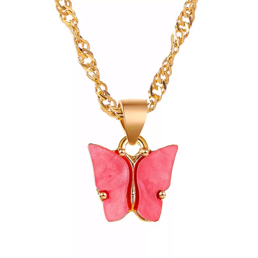 Cute Butterfly Acrylic Pendant Necklace